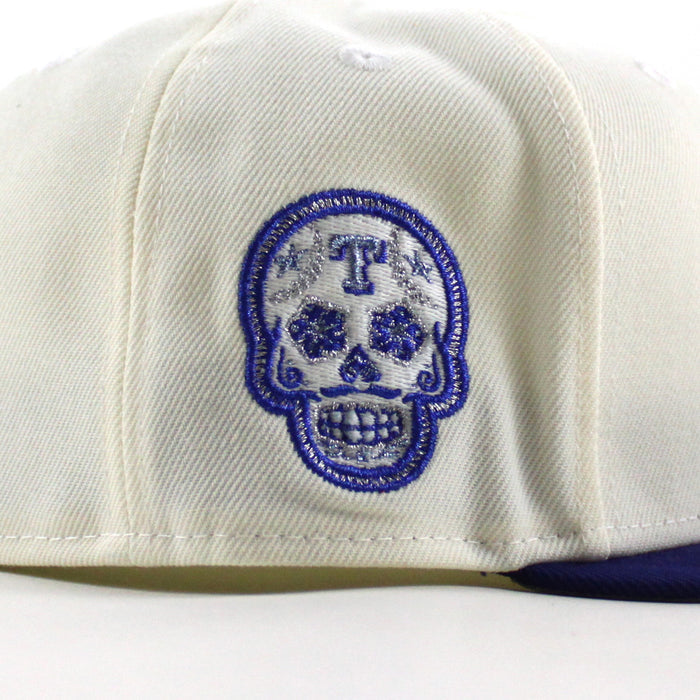 Texas Rangers Viva Tejas New Era 59Fifty Fitted Hat (Chrome White Dark Royal Blue Gray Under Brim)