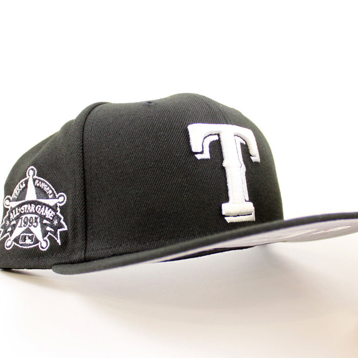 Texas Rangers World Series New Era 59Fifty Fitted hat (Black White Gray Under Brim)