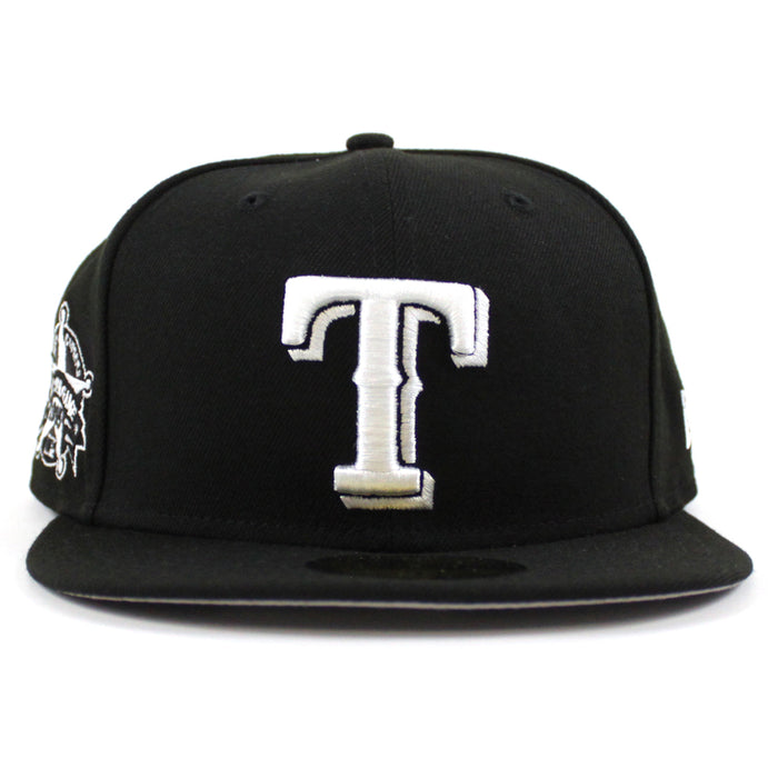 Texas Rangers World Series New Era 59Fifty Fitted hat (Black White Gray Under Brim)