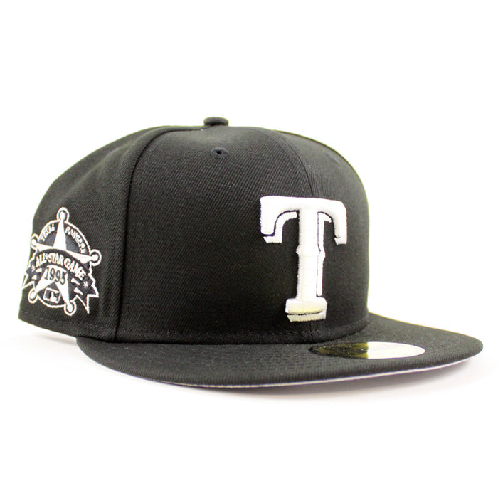 Texas Rangers World Series New Era 59Fifty Fitted hat (Black White Gray Under Brim)