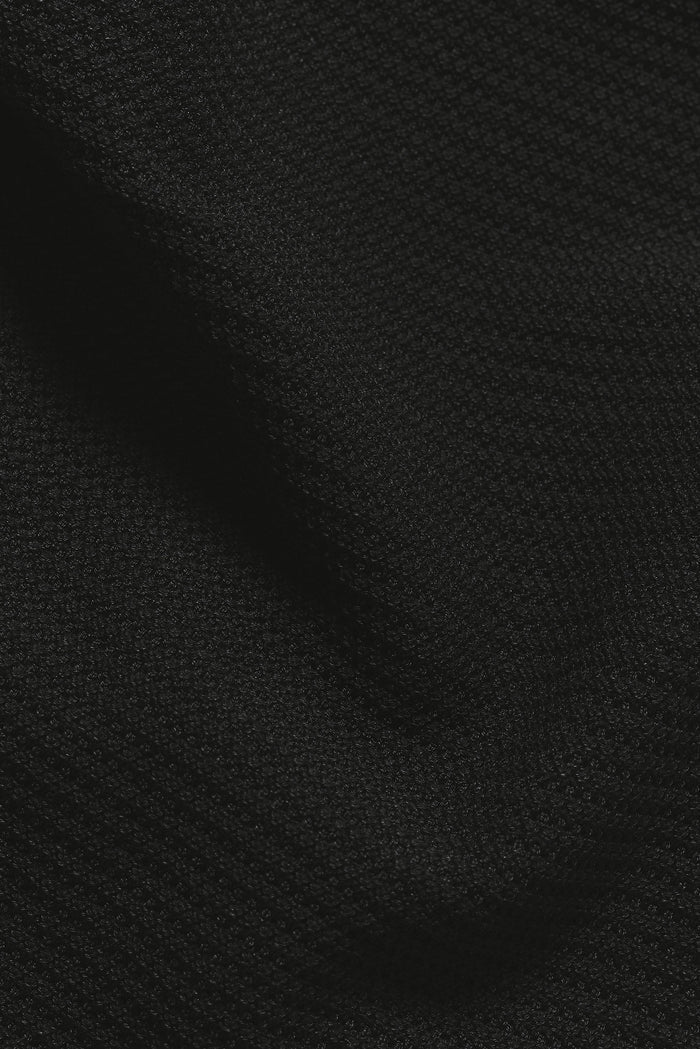 Textured Knitted Open Collar Polo Shirt in Black - TAILORED ATHLETE - USA