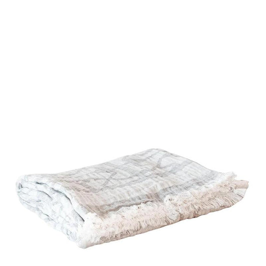 Also Home Tibble Linen & Cotton Throw/Wrap - Grey & Beige - Waha Lifestyle