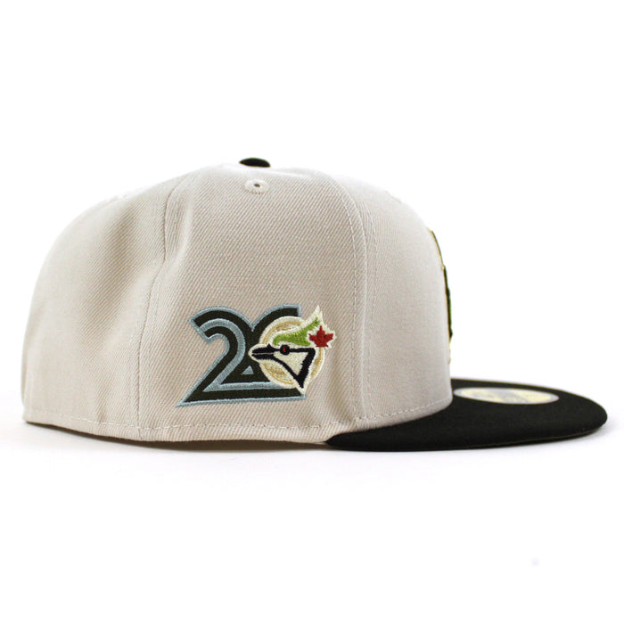 Toronto Blue Jays 20th Anniversary 1996 New Era 59Fifty Fitted Hat (GITD STONE BLACK NEW OLIVE Under Brim)