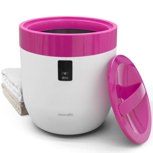 Towel Warmer Bucket - Luxury Heating, Auto Shut-Off, Pink