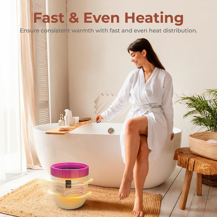 Towel Warmer Bucket - Luxury Heating, Auto Shut-Off, Pink