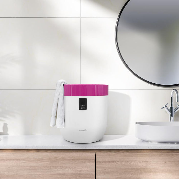 Towel Warmer Bucket - Luxury Heating, Auto Shut-Off, Pink