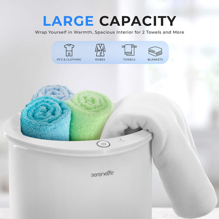 Towel Warmer with Auto Shut-Off, Holds 2 Large Towels, White
