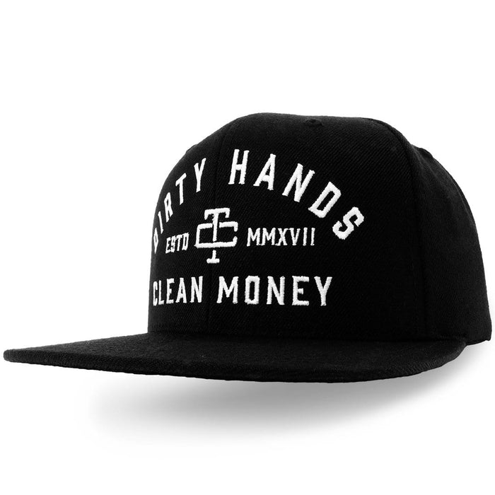 Troll Co. Men's "Dirty Hands Clean Money" Graphic Meshback Hat_Black Hats & Caps Troll Co.