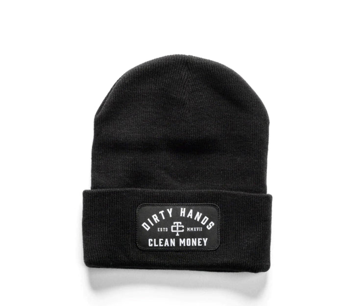 Troll Co. Premium "Dirty Hands Clean Money" Patch Knit Beanie Hats & Caps Troll Co. Black OS