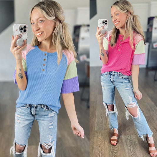 Twisted Rib Colorblock Henley