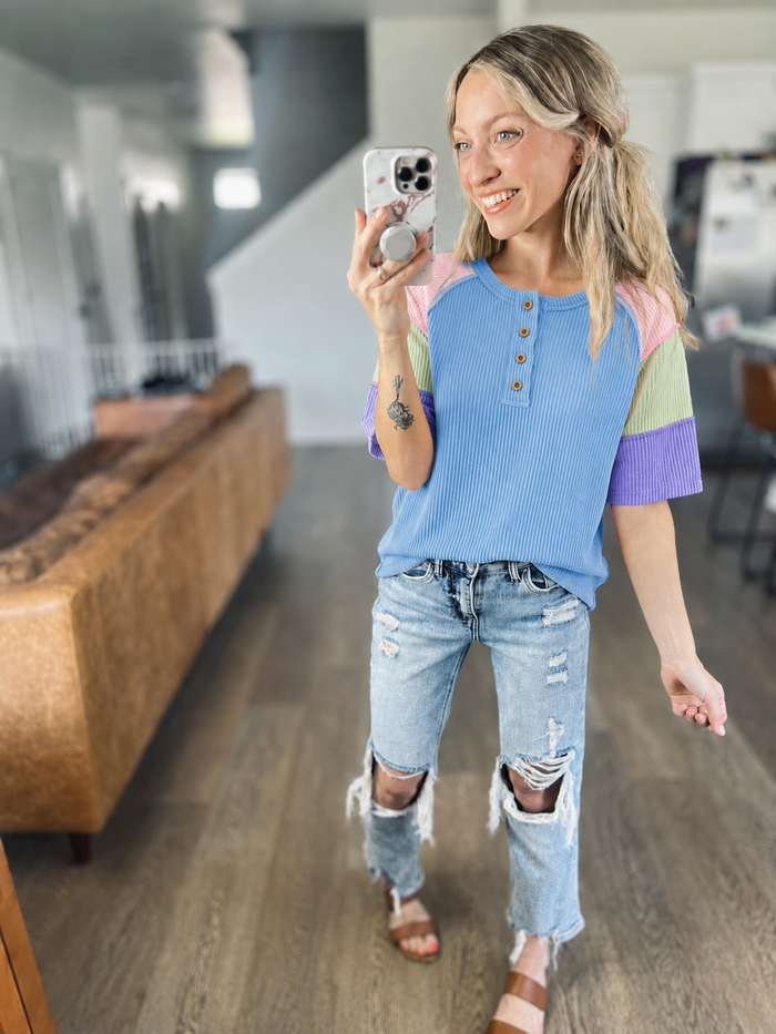 Twisted Rib Colorblock Henley