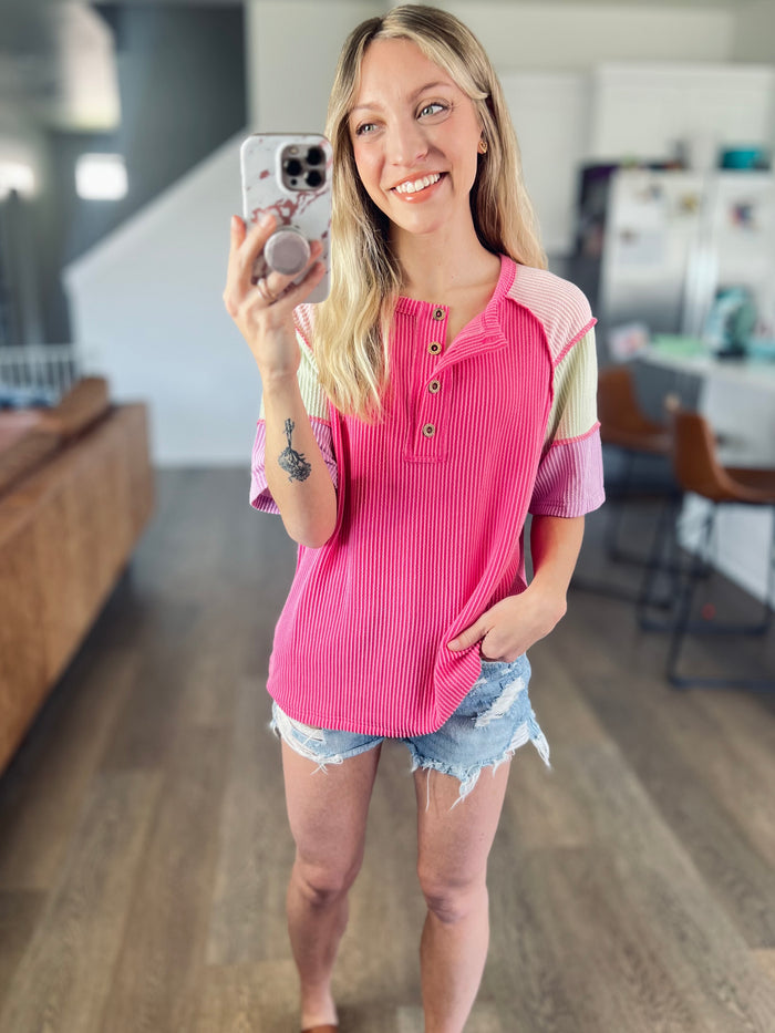 Twisted Rib Colorblock Henley