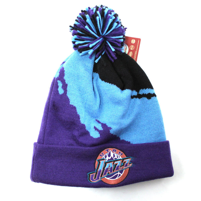 Utah Jazz Paintbrush Mitchell and Ness Pom Beanie (TEAM COLORS)