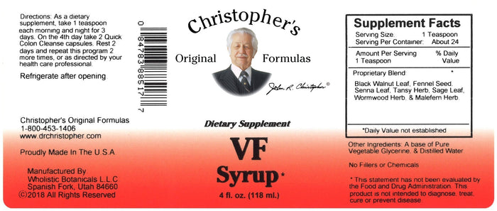 VF (Herbal Parasite) - 4 oz. Syrup - Christopher's Herb Shop