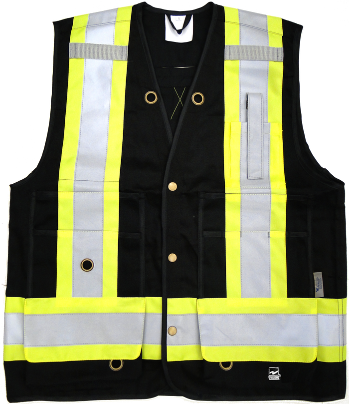 Viking Men's Open Road® Surveyor Class 1 Hi-Vis 8 Pocket Vest Vests Viking Black 2XL Reg