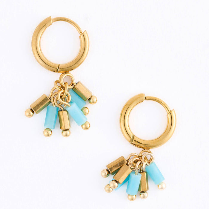 Waterproof Earrings Hoop Kyanite Beaded Narelle Gold