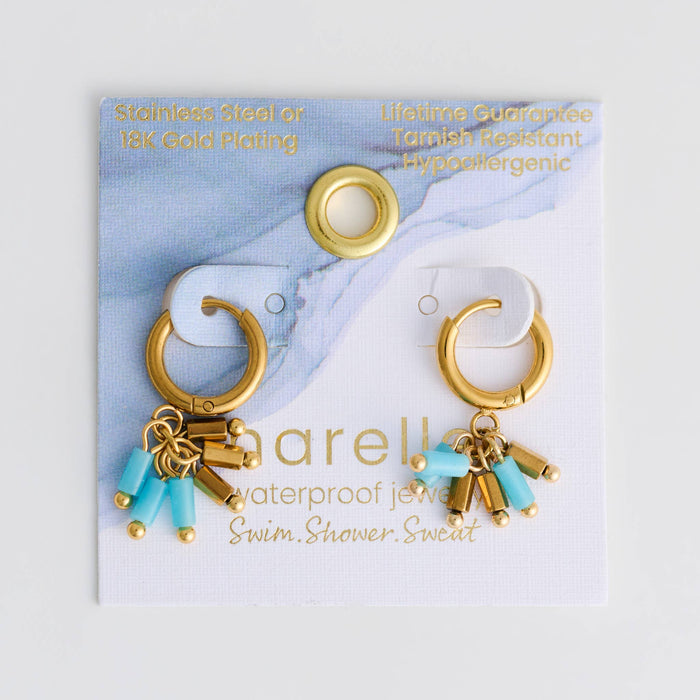 Waterproof Earrings Hoop Kyanite Beaded Narelle Gold