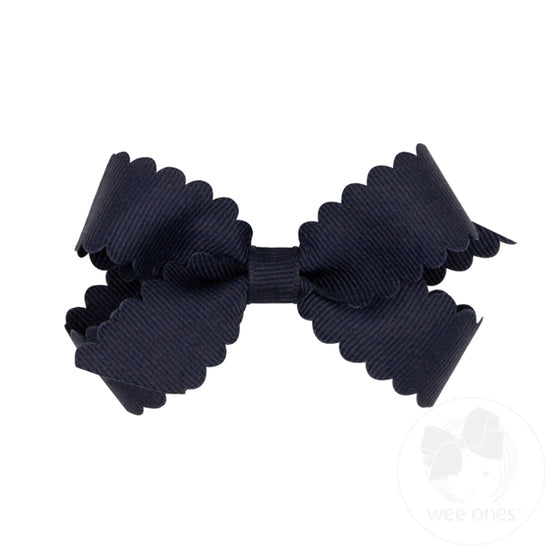 Wee Ones Mini Grosgrain Hair Bow with Scalloped Edge-Multiple Colors!