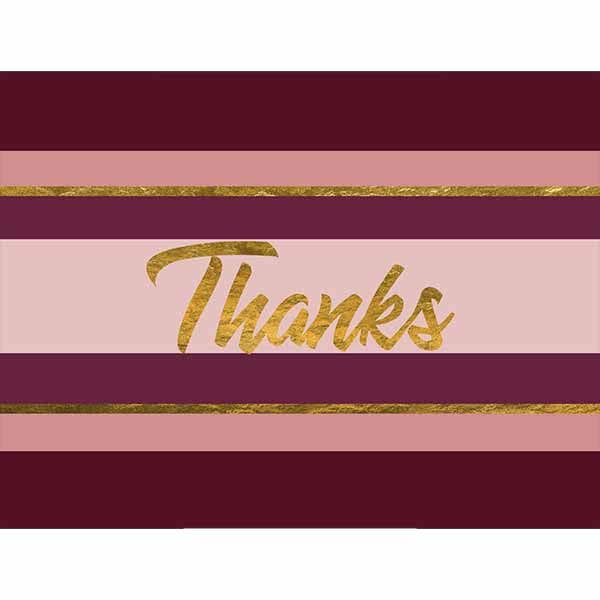 Wine Stripe and Gold Mid Century Modern Thank You Card
