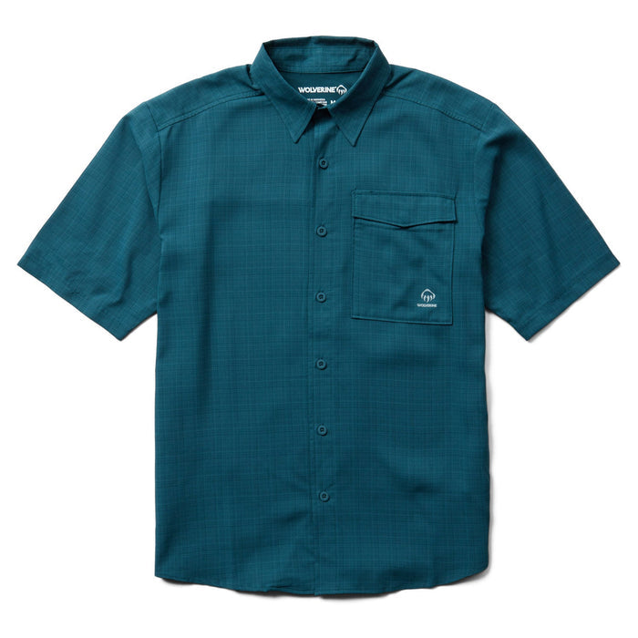 Wolverine Men's Driver Lightweight Button-Down Short Sleeve Work Shirt Work Shirts Wolverine Ink Blue 2XL Reg