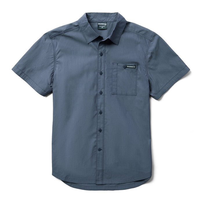 Wolverine Men's Grayson Button-Down Chambray Short Sleeve Work Shirt Work Shirts Wolverine Blue Chambray 2XL Reg