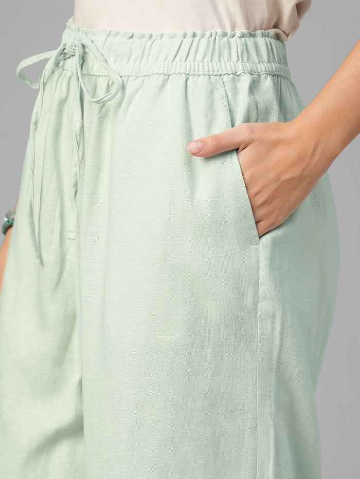 Women's Sage Linen Viscose Regular Fit Pant