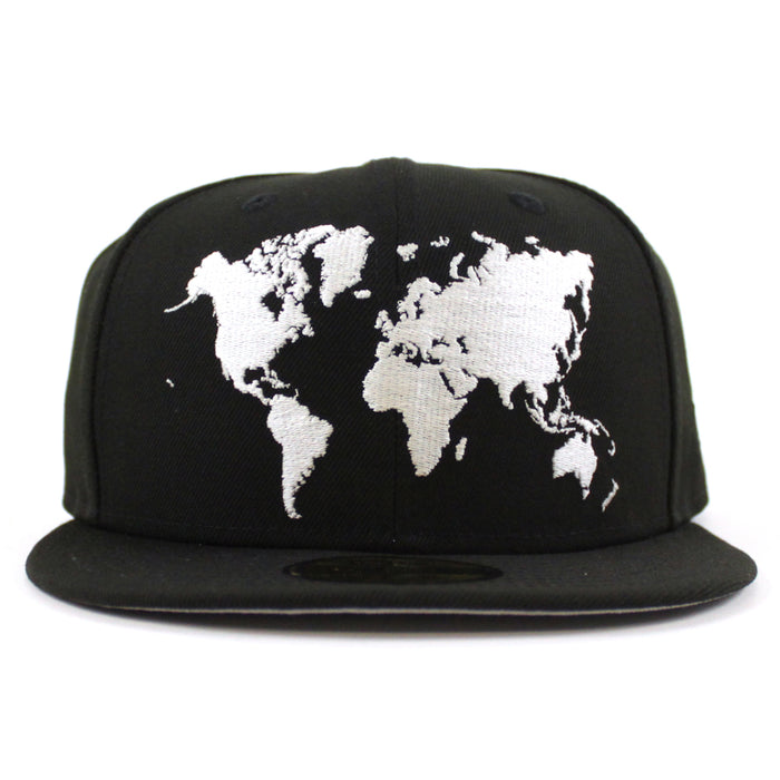 World Wide New Era Fitted Hat (Glow in the Dark Logo Black Gray Under Brim)