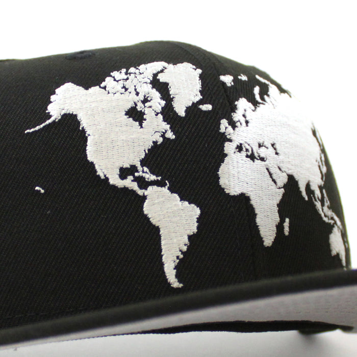 World Wide New Era Fitted Hat (Glow in the Dark Logo Black Gray Under Brim)
